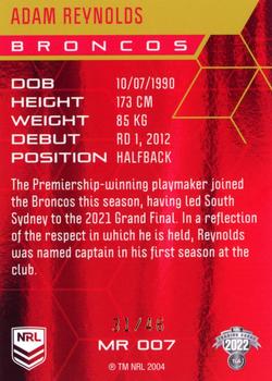 2022 NRL Elite - Mojo Ruby #MR 007 Adam Reynolds Back